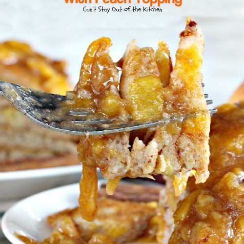 Gluten Free Peach Pancakes with Peach Topping | Can't Stay Out of the Kitchen