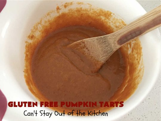Gluten Free Pumpkin Tarts | Can't Stay Out of the Kitchen | these miniature #PumpkinPie tarts are a great treat for #FallBaking, #holiday parties or #Thanksgiving or #Christmas dinner. Every bite is like eating a tiny #pumpkin #pie. Plus, you can use #GlutenFree or regular flour. Both ways are fantastic. Great for #tailgating too. #dessert #GlutenFreePumpkinTarts #PumpkinDessert