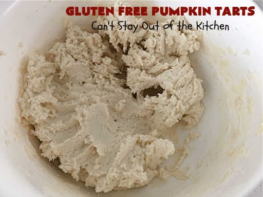 Gluten Free Pumpkin Tarts | Can't Stay Out of the Kitchen | these miniature #PumpkinPie tarts are a great treat for #FallBaking, #holiday parties or #Thanksgiving or #Christmas dinner. Every bite is like eating a tiny #pumpkin #pie. Plus, you can use #GlutenFree or regular flour. Both ways are fantastic. Great for #tailgating too. #dessert #GlutenFreePumpkinTarts #PumpkinDessert