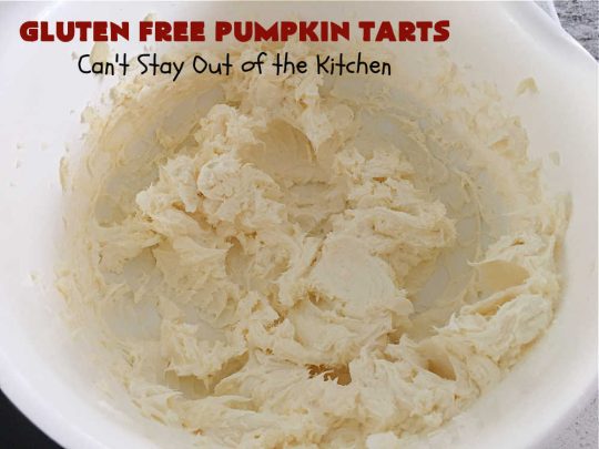 Gluten Free Pumpkin Tarts | Can't Stay Out of the Kitchen | these miniature #PumpkinPie tarts are a great treat for #FallBaking, #holiday parties or #Thanksgiving or #Christmas dinner. Every bite is like eating a tiny #pumpkin #pie. Plus, you can use #GlutenFree or regular flour. Both ways are fantastic. Great for #tailgating too. #dessert #GlutenFreePumpkinTarts #PumpkinDessert