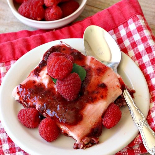 Gluten Free Raspberry Sheet Cake | Can't Stay Out of the Kitchen | this luscious #raspberry #cake will knock your socks off! It's terrific for #Christmas, #ValentinesDay or other #holidays. #Dessert #HolidayDessert #RaspberryDessert #GlutenFree #RaspberrySheetCake #GlutenFreeRaspberrySheetCake