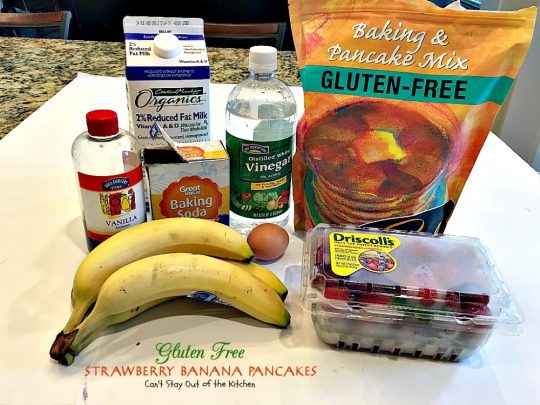 Gluten Free Strawberry Banana Pancakes | Can't Stay Out of the Kitchen | these lovely #pancakes are filled with both #strawberries and #bananas. Healthy, #glutenfree recipe that's great for a #holiday #breakfast.