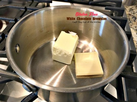 Gluten Free White Chocolate Brownies | Can't Stay Out of the Kitchen | these amazing #fudgy #brownies are made with #Ghirardelli white #chocolate. Great for #tailgating! #glutenfree #dessert