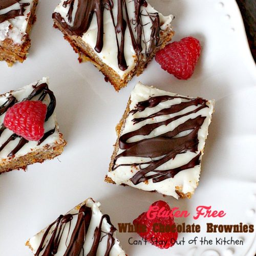 Gluten Free White Chocolate Brownies | Can't Stay Out of the Kitchen | these amazing #fudgy #brownies are made with #Ghirardelli white #chocolate. Great for #tailgating! #glutenfree #dessert