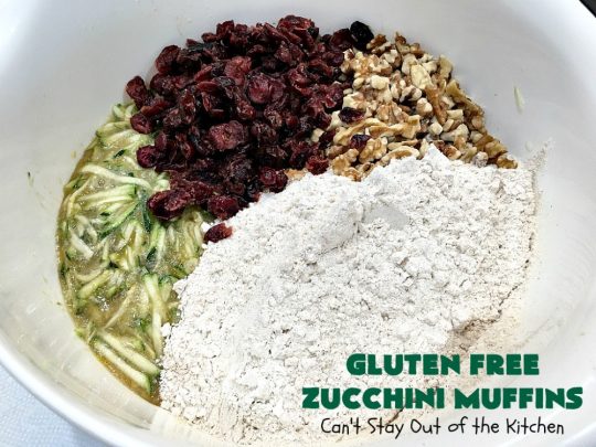 Gluten Free Zucchini Muffins | Can't Stay Out of the Kitchen | these #healthy, #GlutenFree #muffins are outrageously good! Filled with #zucchini, #DriedCranberries & #walnuts and just explode in taste. #ZucchiniMuffins #breakfast #Holiday #HolidayBreakfast #GlutenFreeZucchiniMuffins
