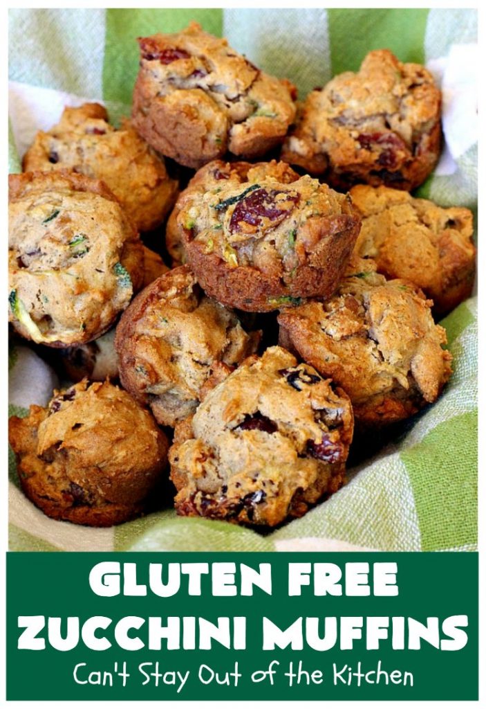 Gluten Free Zucchini Muffins | Can't Stay Out of the Kitchen | these #healthy, #GlutenFree #muffins are outrageously good! Filled with #zucchini, #DriedCranberries & #walnuts and just explode in taste. #ZucchiniMuffins #breakfast #Holiday #HolidayBreakfast #GlutenFreeZucchiniMuffins