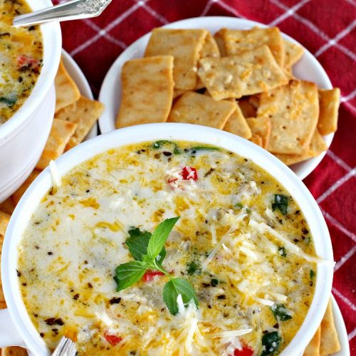 Gnocchi, Sausage and Spinach Soup | Can't Stay Out of the Kitchen | this delightful #glutenfree #soup is made with #sausage, #spinach & potato #gnocchi. It's terrific comfort food for cool, fall & winter nights. #pork #parmesancheese