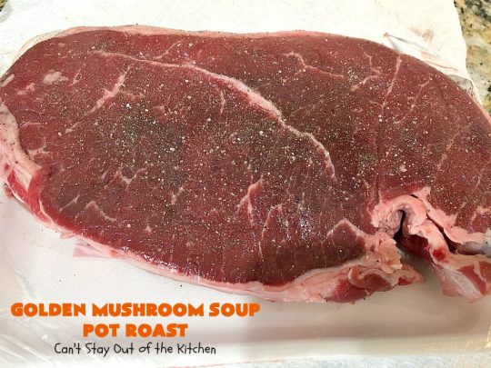 Golden Mushroom Soup Pot Roast | Can't Stay Out of the Kitchen | this #PotRoast #recipe has always been a family favorite. It uses a can of #CampbellsGoldenMushroomSoup which exponentially amps up the flavors & makes this a comfort food entree everyone loves. #beef #BeefPotRoast #potatoes #carrots #GoldenMushroomSoup #GoldenMushroomSoupPotRoast
