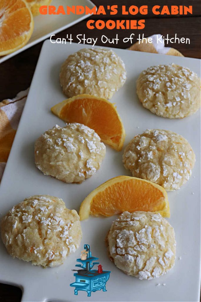 Grandma's Log Cabin Cookies | Can't Stay Out of the Kitchen | Cure your sweet tooth cravings with this vintage #cookie #recipe. It tastes like a #ShortbreadCookie since it's soft and puffy in texture. It's filled with #OrangeZest & #LemonJuice & absolutely delightful for #holiday #baking. Excellent for a #ChristmasCookieExchange, #tailgating or #Christmas parties, & sharing with family & friends. #dessert #HolidayDessert #OrangeDessert #LogCabinCookies #GrandmasLogCabinCookies