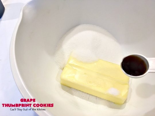 Grape Thumbprint Cookies | Can't Stay Out of the Kitchen | these amazing #cookies are filled with #grape jam & glazed with a powdered sugar icing. They're wonderful for any kind of #holiday or special occasion #baking. #dessert
