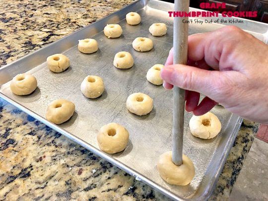 Grape Thumbprint Cookies | Can't Stay Out of the Kitchen | these amazing #cookies are filled with #grape jam & glazed with a powdered sugar icing. They're wonderful for any kind of #holiday or special occasion #baking. #dessert