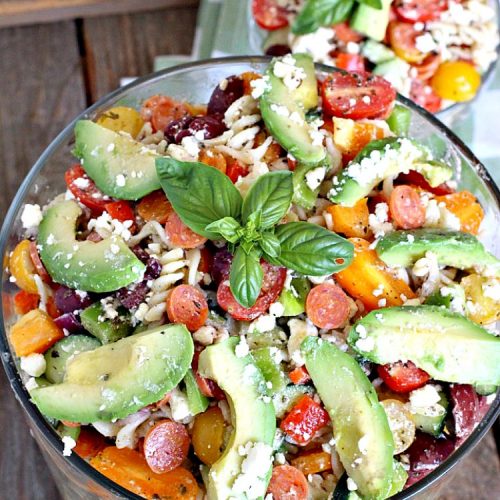 Greek Pasta Salad | Can't Stay Out of the Kitchen | my favorite #pasta #salad. This one has a #Greek flair with #pepperoni #olives #avocados & #fetacheese. I used #glutenfree noodles. Absolutely amazing!