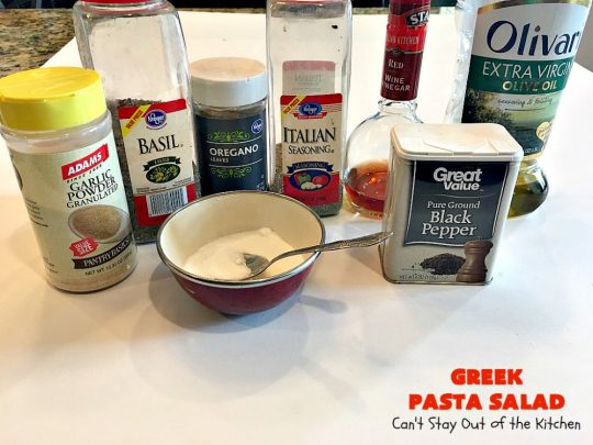 Greek Pasta Salad | Can't Stay Out of the Kitchen | my favorite #pasta #salad. This one has a #Greek flair with #pepperoni #olives #avocados & #fetacheese. I used #glutenfree noodles. Absolutely amazing!