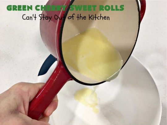 Green Cherry Sweet Rolls | Can't Stay Out of the Kitchen | These fantastic #SweetRolls will knock your socks off! No kidding. They're perfect for a #holiday #breakfast like #Thanksgiving #Christmas or #NewYearsDay. If you want to wow your family and friends, serve up a batch of these rolls. They'll be drooling from the first bite! #almond #cherries #GreenCherries #CherrySweetRolls #ParadiseFruitCompany #ParadiseCandiedFruit #HolidayBreakfast #GreenCherrySweetRolls