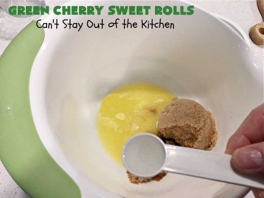 Green Cherry Sweet Rolls | Can't Stay Out of the Kitchen | These fantastic #SweetRolls will knock your socks off! No kidding. They're perfect for a #holiday #breakfast like #Thanksgiving #Christmas or #NewYearsDay. If you want to wow your family and friends, serve up a batch of these rolls. They'll be drooling from the first bite! #almond #cherries #GreenCherries #CherrySweetRolls #ParadiseFruitCompany #ParadiseCandiedFryit #HolidayBreakfast #GreenCherrySweetRolls