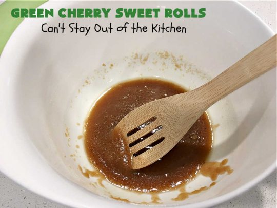 Green Cherry Sweet Rolls | Can't Stay Out of the Kitchen | These fantastic #SweetRolls will knock your socks off! No kidding. They're perfect for a #holiday #breakfast like #Thanksgiving #Christmas or #NewYearsDay. If you want to wow your family and friends, serve up a batch of these rolls. They'll be drooling from the first bite! #almond #cherries #GreenCherries #CherrySweetRolls #ParadiseFruitCompany #ParadiseCandiedFryit #HolidayBreakfast #GreenCherrySweetRolls