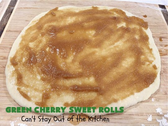 Green Cherry Sweet Rolls | Can't Stay Out of the Kitchen | These fantastic #SweetRolls will knock your socks off! No kidding. They're perfect for a #holiday #breakfast like #Thanksgiving #Christmas or #NewYearsDay. If you want to wow your family and friends, serve up a batch of these rolls. They'll be drooling from the first bite! #almond #cherries #GreenCherries #CherrySweetRolls #ParadiseFruitCompany #ParadiseCandiedFruit #HolidayBreakfast #GreenCherrySweetRolls