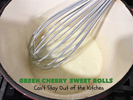 Green Cherry Sweet Rolls | Can't Stay Out of the Kitchen | These fantastic #SweetRolls will knock your socks off! No kidding. They're perfect for a #holiday #breakfast like #Thanksgiving #Christmas or #NewYearsDay. If you want to wow your family and friends, serve up a batch of these rolls. They'll be drooling from the first bite! #almond #cherries #GreenCherries #CherrySweetRolls #ParadiseFruitCompany #ParadiseCandiedFryit #HolidayBreakfast #GreenCherrySweetRolls