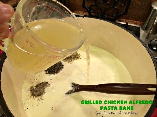 Grilled Chicken Alfredo Pasta Bake | Can't Stay Out of the Kitchen | this amazing #pasta #recipe tops #penne #noodles with a fantastic #AlFredoSauce, #Chicken & #PankoBreadCrumbs on top. It's kid-friendly & such mouthwatering comfort food. #Casserole #ChickenAlfredo #Easter #MothersDay #FathersDay #ChickenCasserole #ParmesanCheese