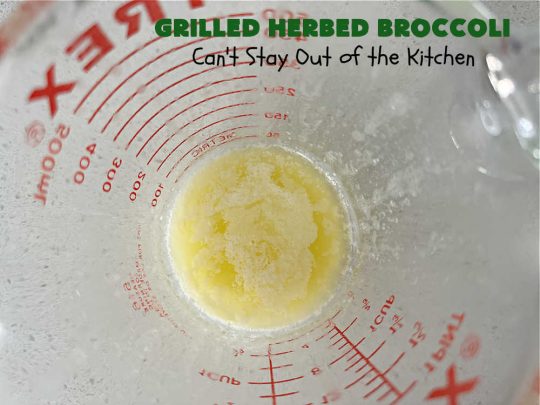 Grilled Herbed Broccoli | Can't Stay Out of the Kitchen | this simple & easy #recipe for #broccoli is adapted for the grill. It uses only a handful of ingredients & can be ready to eat in about 10 minutes! If you enjoy grilling out with friends & backyard barbecues, this is a #healthy, #GlutenFree #LowCalorie #SideDish everyone will enjoy. #broccoli #HerbedBroccoli #GrilledHerbedBroccoli