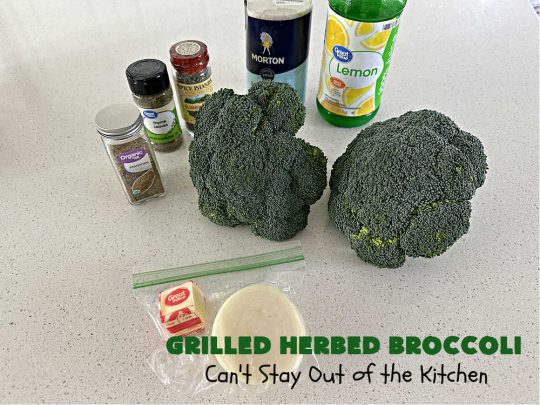 Grilled Herbed Broccoli | Can't Stay Out of the Kitchen | this simple & easy #recipe for #broccoli is adapted for the grill. It uses only a handful of ingredients & can be ready to eat in about 10 minutes! If you enjoy grilling out with friends & backyard barbecues, this is a #healthy, #GlutenFree #LowCalorie #SideDish everyone will enjoy. #broccoli #HerbedBroccoli #GrilledHerbedBroccoli