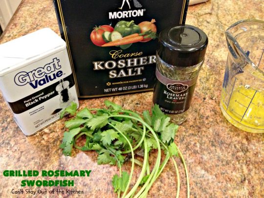Grilled Rosemary Swordfish | Can't Stay Out of the Kitchen | this fantastic #Swordfish #recipe uses only a handful of ingredients but is absolutely sumptuous. It's a great way to eat #healthy but enjoy flavorful, tasty food at the same time. Terrific for weeknight dinners when you're short on time. #seafood #GlutenFree #fish #LowCalorie #GrilledRosemarySwordfish #CleanEating
