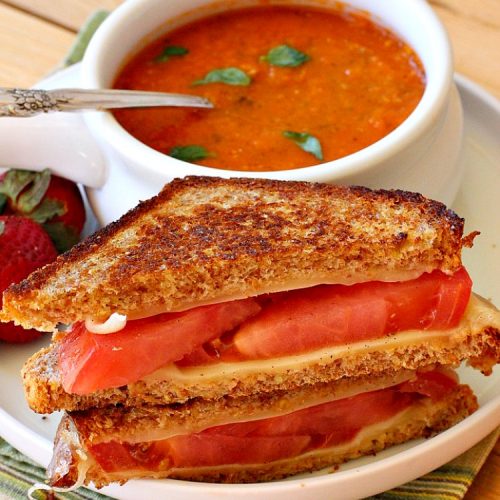 Grilled Swiss Cheese and Tomato Sandwiches | Can't Stay Out of the Kitchen | these fantastic #GrilledCheese #sandwiches are made with #SwissCheese & #tomatoes. They're always highly requested by others. Every bite is hearty, filling & totally satisfying. Great for #tailgating parties too. #GrilledCheeseSandwiches #GrilledSwissCheeseAndTomatoSandwiches