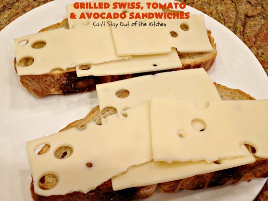 Grilled Swiss, Tomato and Avocado Sandwiches | Can't Stay Out of the Kitchen | these fantastic #sandwiches are always a huge hit when we make them. These are particularly good for a quick weekend lunch or meal when you've been busy with sporting events. Also great for #tailgating parties. #SwissCheese #tomatoes #avocados #MeatlessMonday #GrilledCheeseSandwiches #GrilledSwissTomatoAndAvocadoSandwiches
