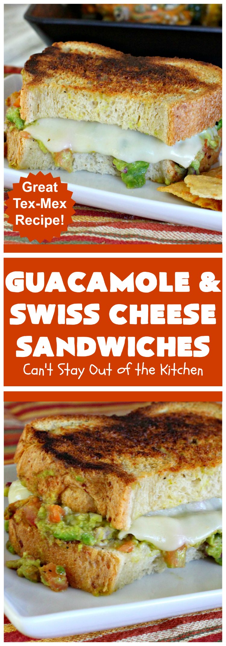 Guacamole and Swiss Cheese Sandwiches | Can't Stay Out of the Kitchen | the best of both worlds! #Guacamole plus #GrilledCheese! These #sandwiches are fantastic. Terrific for #tailgating parties or any time you want a quick lunch or supper. #avocados #SwissCheese #GuacamoleAndSwissCheeseSandwiches