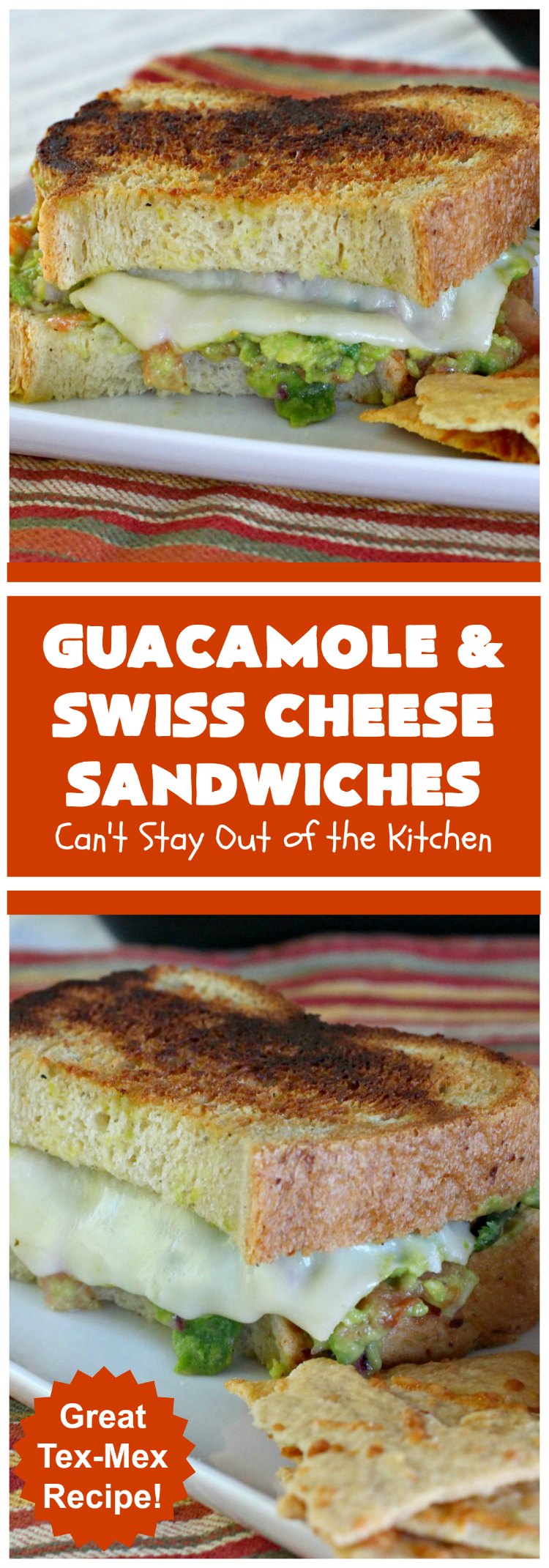 Guacamole and Swiss Cheese Sandwiches | Can't Stay Out of the Kitchen | the best of both worlds! #Guacamole plus #GrilledCheese! These #sandwiches are fantastic. Terrific for #tailgating parties or any time you want a quick lunch or supper. #avocados #SwissCheese #GuacamoleAndSwissCheeseSandwiches