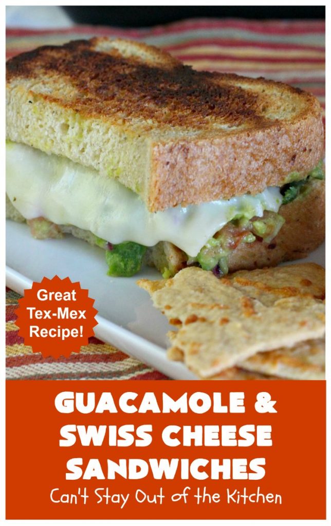 Guacamole and Swiss Cheese Sandwiches | Can't Stay Out of the Kitchen | the best of both worlds! #Guacamole plus #GrilledCheese! These #sandwiches are fantastic. Terrific for #tailgating parties or any time you want a quick lunch or supper. #avocados #SwissCheese #GuacamoleAndSwissCheeseSandwiches