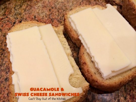 Guacamole and Swiss Cheese Sandwiches | Can't Stay Out of the Kitchen | the best of both worlds! #Guacamole plus #GrilledCheese! These #sandwiches are fantastic. Terrific for #tailgating parties or any time you want a quick lunch or supper. #avocados #SwissCheese #GuacamoleAndSwissCheeseSandwiches