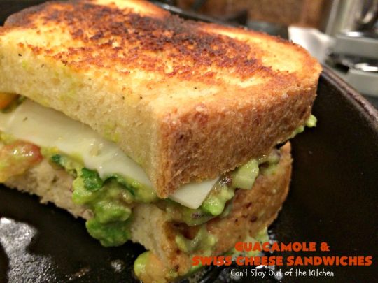 Guacamole and Swiss Cheese Sandwiches | Can't Stay Out of the Kitchen | the best of both worlds! #Guacamole plus #GrilledCheese! These #sandwiches are fantastic. Terrific for #tailgating parties or any time you want a quick lunch or supper. #avocados #SwissCheese #GuacamoleAndSwissCheeseSandwiches