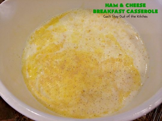 Ham and Cheese Breakfast Casserole | Can't Stay Out of the Kitchen | this wonderful, savory #BreakfastCasserole is perfect for a #holiday #breakfast like #Christmas or #NewYearsDay. It has bread on the top and bottom & it's filled with #ham, #cheese, #eggs & #broccoli. It's so easy since you make it up the night before you need it. #pork #HolidayBreakfast #ChristmasBreakfast