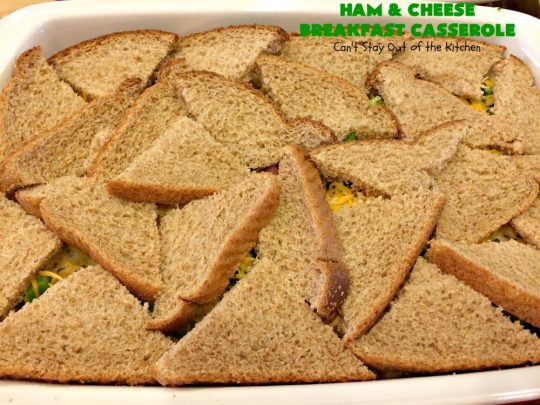 Ham and Cheese Breakfast Casserole | Can't Stay Out of the Kitchen | this wonderful, savory #BreakfastCasserole is perfect for a #holiday #breakfast like #Christmas or #NewYearsDay. It has bread on the top and bottom & it's filled with #ham, #cheese, #eggs & #broccoli. It's so easy since you make it up the night before you need it. #pork #HolidayBreakfast #ChristmasBreakfast