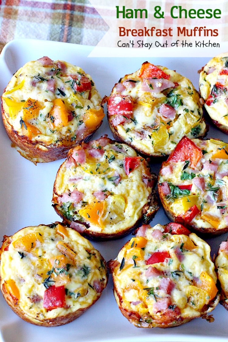Ham and Cheese Breakfast Muffins | Can't Stay Out of the Kitchen | these #breakfast #muffins are so scrumptious. They're great for on-the-go breakfasts, too. #ham #eggs #cheese #hashbrowns #glutenfree