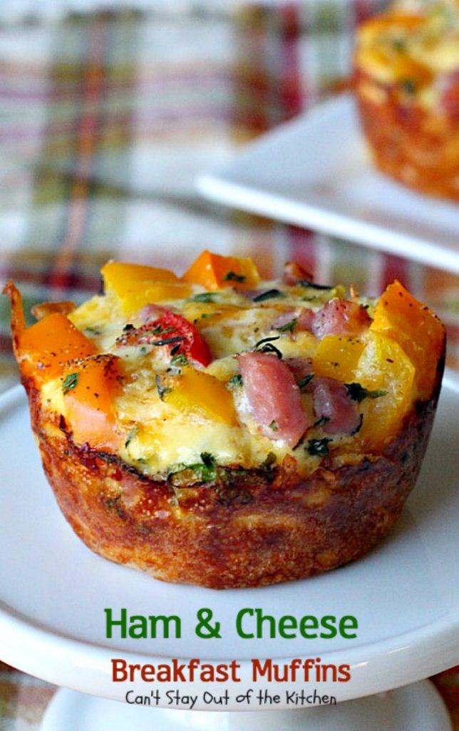 Ham and Cheese Breakfast Muffins | Can't Stay Out of the Kitchen | these #breakfast #muffins are so scrumptious. They're great for on-the-go breakfasts, too. #ham #eggs #cheese #hashbrowns #glutenfree