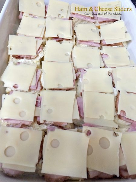 Ham & Cheese Sliders | Can't Stay Out of the Kitchen | these fantastic #sliders are so easy to make and so delicious to eat. They use #KingsHawaiianRolls. Great for #Tailgating and #SuperBowl parties. #Ham #Swisscheese