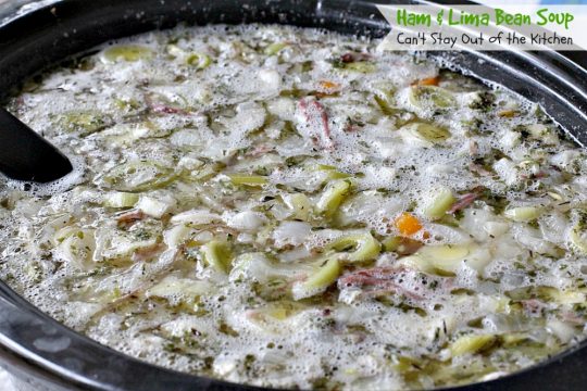 Ham & Lima Bean Soup | Can't Stay Out of the Kitchen | this is the BEST #ham and bean #soup recipe ever! The seasonings and #veggie combination is spectacular. Healthy, #cleaneating #glutenfree #crockpot