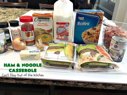 Ham and Noodle Casserole | Can't Stay Out of the Kitchen | this hearty & satisfying #casserole is a terrific way to use up leftover #holiday #ham from #Thanksgiving or #Christmas. It's a kid-friendly meal that will soon become a family favorite. #noodles #pasta #peas #corn #carrots #HamAndNoodleCasserole