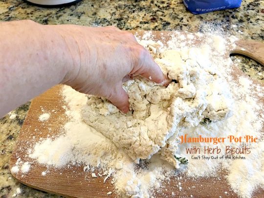 Hamburger Pot Pie with Herb Biscuits | Can't Stay Out of the Kitchen | this heavenly #potpie is amazing. Great comfort food any time of the year. #beef #biscuits #potatoes #carrots