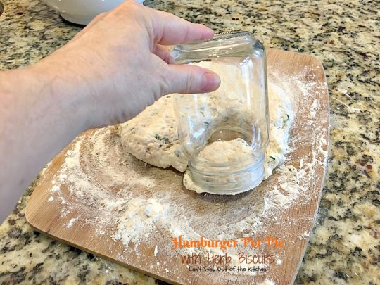Hamburger Pot Pie with Herb Biscuits | Can't Stay Out of the Kitchen | this heavenly #potpie is amazing. Great comfort food any time of the year. #beef #biscuits #potatoes #carrots