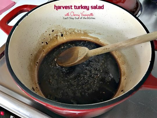 Harvest Turkey Salad with Cherry Vinaigrette | Can't Stay Out of the Kitchen | fabulous #PaneraBread copycat recipe with #driedcherries in the #salad and #cherrypreserves in the salad dressing. Great with leftover #turkey or #chicken. #glutenfree #pears
