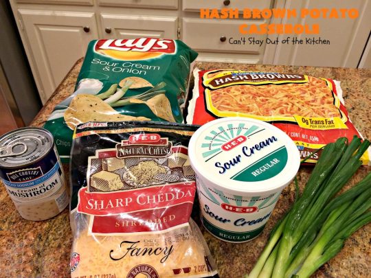 Hash Brown Potato Casserole | Can't Stay Out of the Kitchen | this cheesy #potato #casserole has a delicious #potatochip topping! It's a terrific side dish for #holidays like #Thanksgiving & #Christmas.