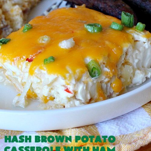 Hash Brown Potato Casserole with Ham | Can't Stay Out of the Kitchen | this amazing #HashBrownCasserole is filled with #ham, #CreamCheese & #CheddarCheese. It's a souffle-type casserole that's absolutely scrumptious. It's perfect for a #holiday #breakfast like #MothersDay or #FathersDay. #cheese #HashBrowns #HashBrownPotatoCasserole #GlutenFree #HolidayBreakfast #HolidayCasserole #GlutenFreeCasserole #GlutenFreeBreakfastCasserole #pork #MothersDayBreakfast #FathersDayBreakfast