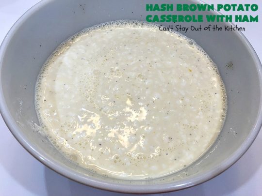 Hash Brown Potato Casserole with Ham | Can't Stay Out of the Kitchen | this amazing #HashBrownCasserole is filled with #ham, #CreamCheese & #CheddarCheese. It's a souffle-type casserole that's absolutely scrumptious. It's perfect for a #holiday #breakfast like #MothersDay or #FathersDay. #cheese #HashBrowns #HashBrownPotatoCasserole #GlutenFree #HolidayBreakfast #HolidayCasserole #GlutenFreeCasserole #GlutenFreeBreakfastCasserole #pork #MothersDayBreakfast #FathersDayBreakfast
