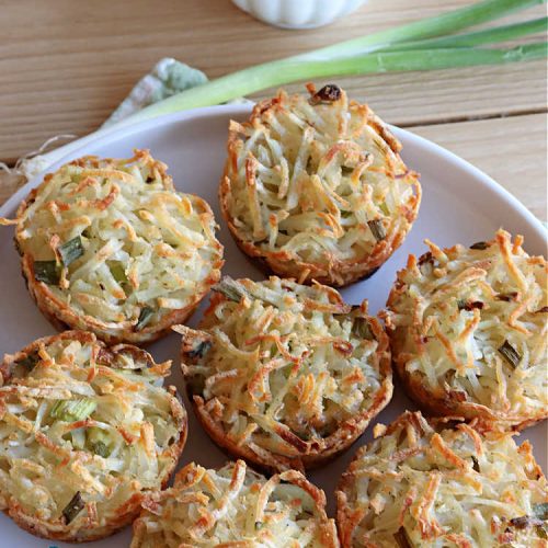 Hash Brown Potato Nests | Can't Stay Out of the Kitchen | these adorable #potato nests are marvelous for weekend, company or a #holiday #breakfast. They're simple to make & are baked in muffin tins. Excellent side for a #HolidayBreakfast. #GlutenFree #ParmesanCheese #HashBrowns #HashBrownPotatoNests