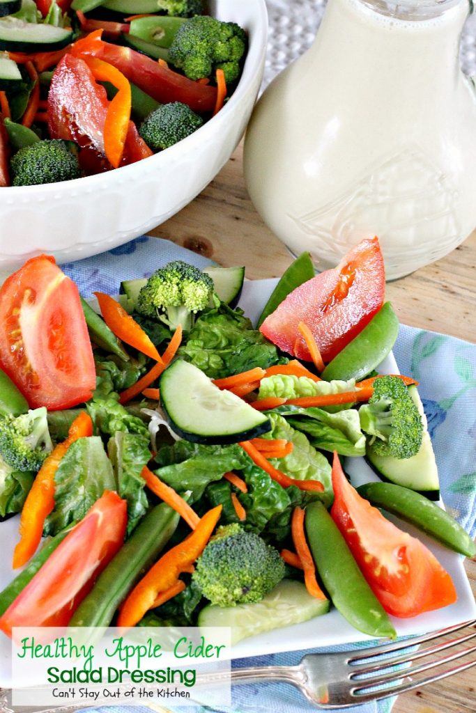 Healthy Apple Cider Salad Dressing | Can't Stay Out of the Kitchen | quick and easy 4-ingredient #saladdressing with no oils, no sugar, no artificial sweeteners, no MSG or preservatives. #glutenfree #Greekyogurt #applecider