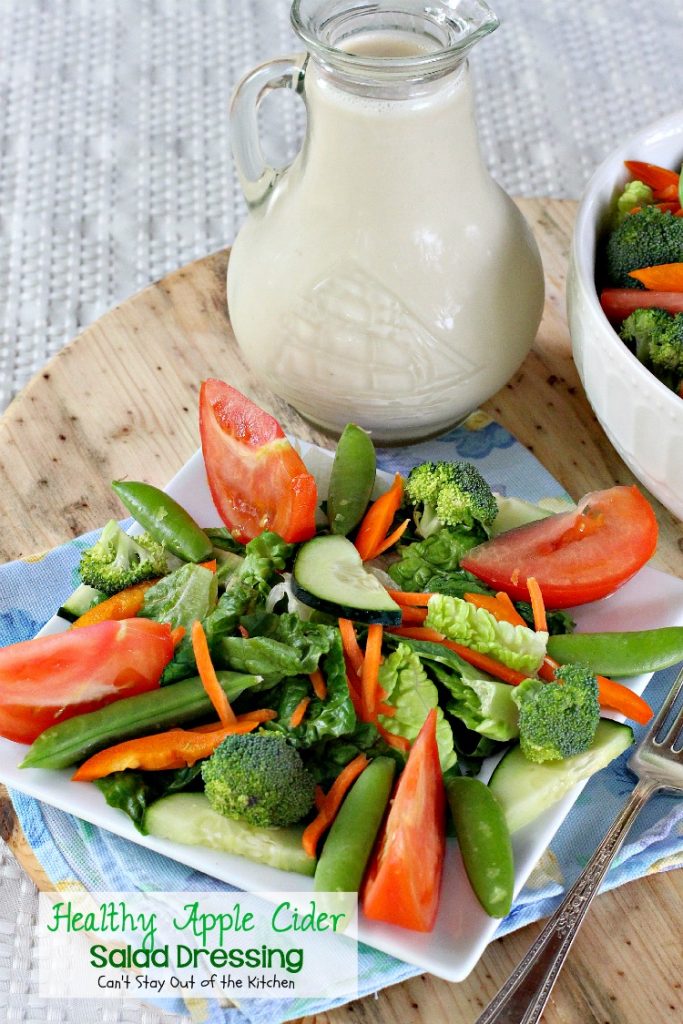 Healthy Apple Cider Salad Dressing | Can't Stay Out of the Kitchen | quick and easy 4-ingredient #saladdressing with no oils, no sugar, no artificial sweeteners, no MSG or preservatives. #glutenfree #Greekyogurt #applecider