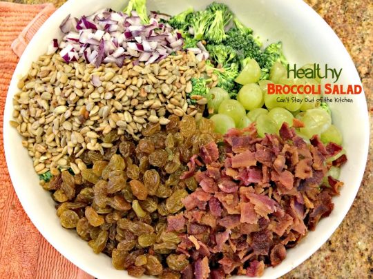 Healthy Broccoli Salad | Can't Stay Out of the Kitchen | delicious yet healthier version of the traditional #broccoli #salad. This one uses #Greekyogurt. 